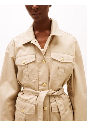 Rompe Beige Viento Estilo Militar Con Botones Dorados Tommy Hilfiger