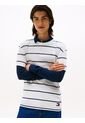 Camiseta Blanca De Rayas Y Cuello Redondo Tommy Jeans de Tommy Hilfiger