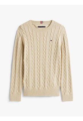 Saco Café De Punto Trenzado Y Cuello Redondo Tommy Hilfiger