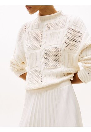 Falda Blanco Midi Plisada Con Logo En Cintura Tommy Hilfiger