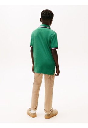 Polo Verde Manga Corta Con Logo Tommy Hilfiger
