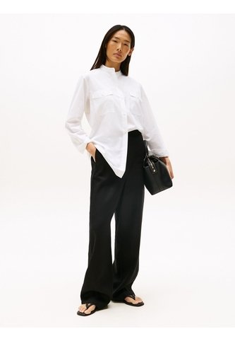 Pantalón Negro Recto De Traje En Mezcla De Lino Tommy Hilfiger Tommy Hilfiger