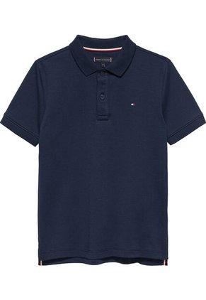 Polo Azul De Punto Interlock De Corte Regular Tommy Hilfiger