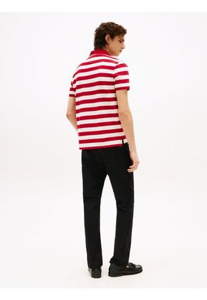 Polo Rojo De Corte Regular Con Diseño De Rayas Tommy Hilfiger