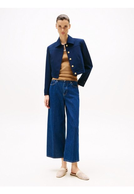 Jeans Azul Tobilleros De Pierna Ancha Y Talle Alto Tommy Hilfiger