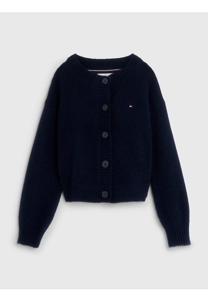 Cárdigan Azul En Tejido Calado De Punto Pointelle Tommy Hilfiger