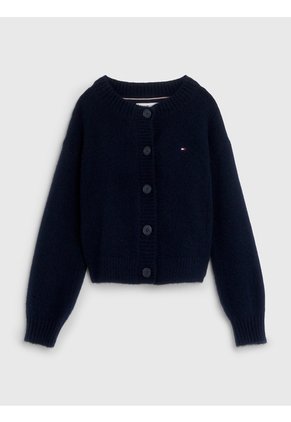 Cárdigan Azul En Tejido Calado De Punto Pointelle Tommy Hilfiger