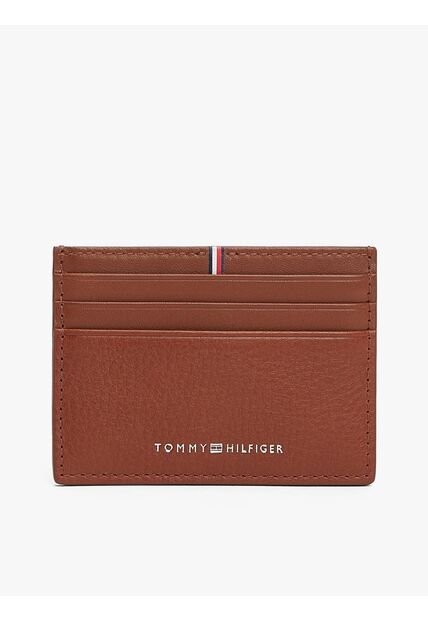Tarjetero Marrón Corporate De Cuero Con Logo Tommy Hilfiger