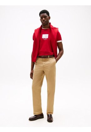 Camiseta Roja Con Logo De Rayas Ithaca Tommy Hilfiger