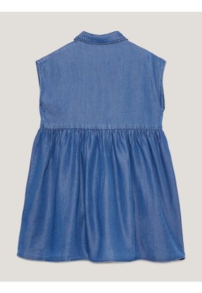 Vestido Azul Con Cuello De Volantes Tommy Hilfiger