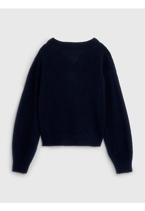 Cárdigan Azul En Tejido Calado De Punto Pointelle Tommy Hilfiger