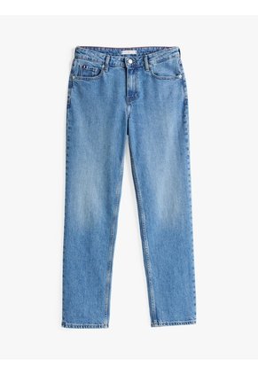 Jeans Azul Rectos De Talle Medio Desteñidos Tommy Hilfiger