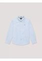 Camisa Celeste A Rayas Con Logo Para Niños Tommy Hilfiger de Tommy Hilfiger