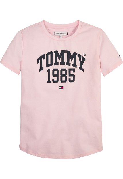 Camiseta Rosada Manga Corta Con Logo Gráfico Tommy Hilfiger