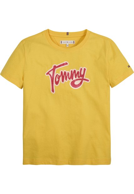 Camiseta Amarilla Manga Corta Con Logo Gráfico Metallic Tommy Hilfiger