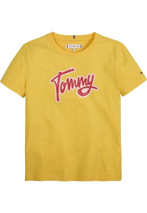 Camiseta Amarilla Manga Corta Con Logo Gráfico Metallic Tommy Hilfiger