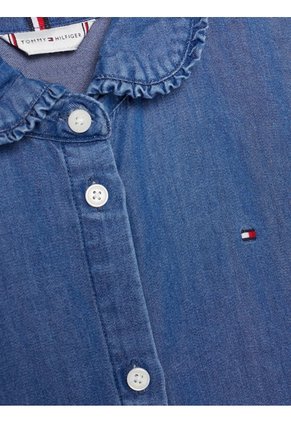 Vestido Azul Con Cuello De Volantes Tommy Hilfiger