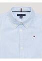Camisa Celeste A Rayas Con Logo Para Niños Tommy Hilfiger de Tommy Hilfiger
