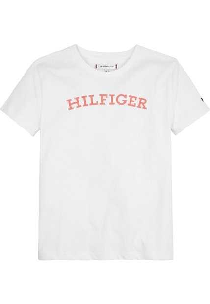Camiseta Blanca Manga Corta Con Logotipo Monotipo Tommy Hilfiger
