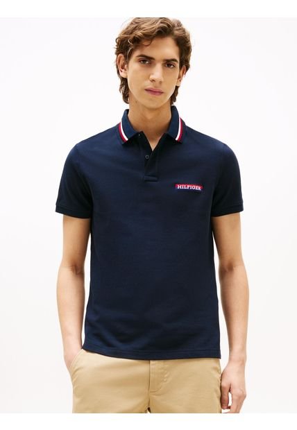 Polo Azul De Corte Regular Con Logo Tommy Hilfiger