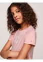 Camiseta Niña Rosada Corte Slim Con Logo Aterciopelado Tommy Hilfiger de Tommy Hilfiger