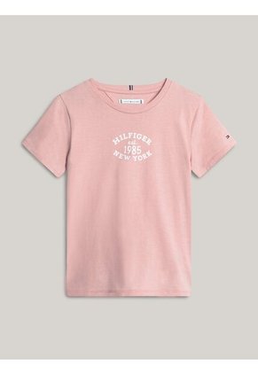 Camiseta Niña Rosada Corte Slim Con Logo Aterciopelado Tommy Hilfiger