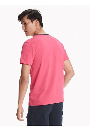 Camiseta Con Logo Bordado Hombre Rosa Tommy Hilfiger