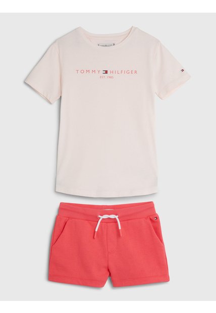 Conjunto Rosa De Camiseta Con Bermudas Essential Tommy Hilfiger