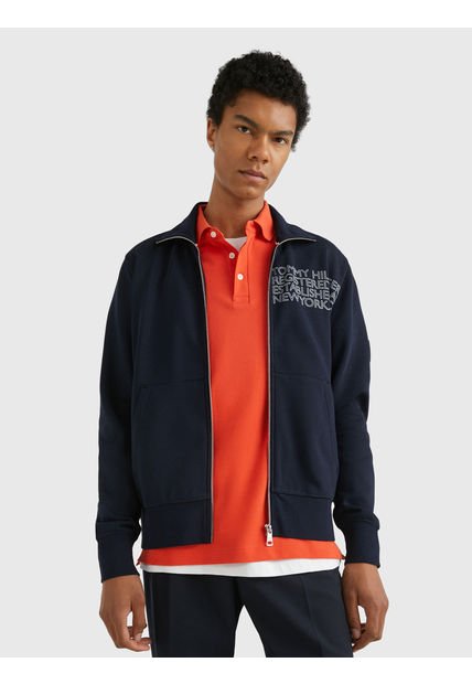 Saco Con Cierre Y Logo Hombre Azul Tommy Hilfiger