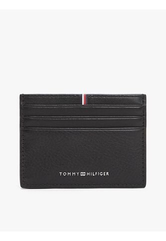 Tarjetero Negro Corporate De Cuero Con Logo Tommy Hilfiger Tommy Hilfiger