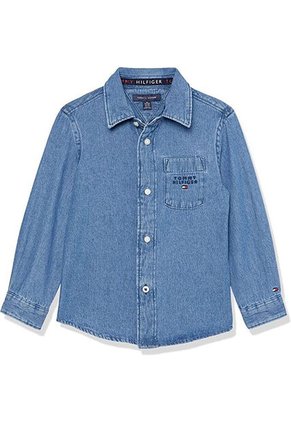 Camisa Niño De Cambray - Adaptive Azul Tommy Hilfiger