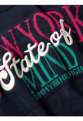 Suéter De Con Monograma Azul Tommy Hilfiger