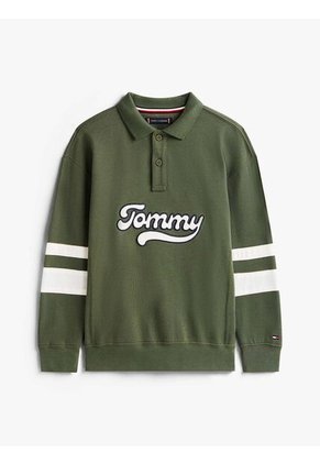 Polo Gris Varsity De Manga Larga Con Aplicación Tommy Hilfiger