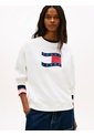 Saco Blanco Holgado De Felpa Con Logo Ondulante Tommy Jeans de Tommy Hilfiger