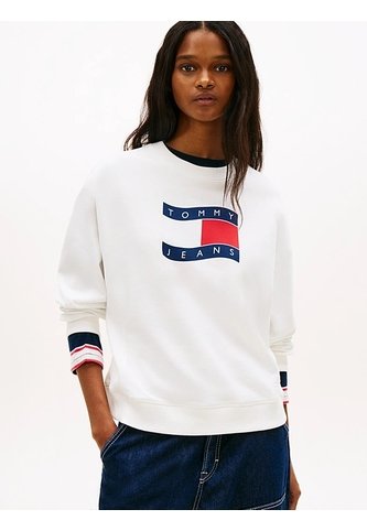 Saco Blanco Holgado De Felpa Con Logo Ondulante Tommy Jeans Tommy Hilfiger