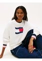 Saco Blanco Holgado De Felpa Con Logo Ondulante Tommy Jeans de Tommy Hilfiger