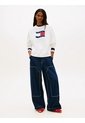 Saco Blanco Holgado De Felpa Con Logo Ondulante Tommy Jeans de Tommy Hilfiger