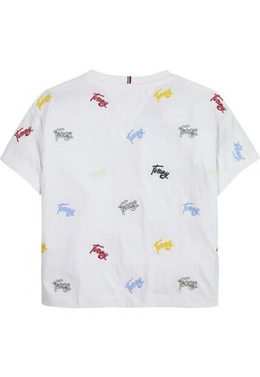 Camiseta Con Bordado Integral Del Logo Niña Blanco Tommy Hilfiger