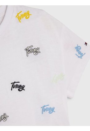 Camiseta Con Bordado Integral Del Logo Niña Blanco Tommy Hilfiger