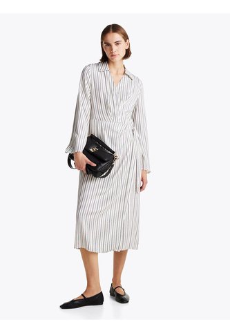 Vestido Gris Cruzado Midi Con Cuello En V Tommy Hilfiger Tommy Hilfiger