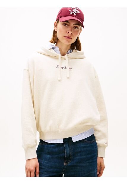 Buzo Blanco Con Capota Y Logo Texturizado Tommy Hilfiger