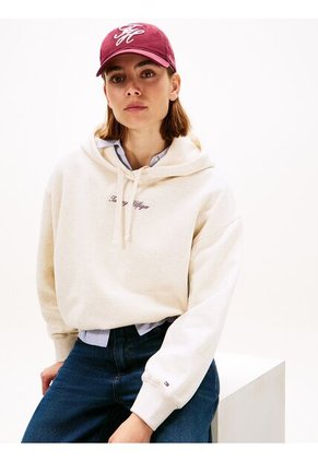 Buzo Blanco Con Capota Y Logo Texturizado Tommy Hilfiger