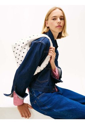 Bolso Blanco De Hombro Con Tachuelas Metalizadas Tommy Hilfiger
