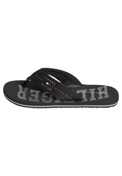 Sandalias Flip Flop Negro Patch De Playa Negro Tommy Hilfiger