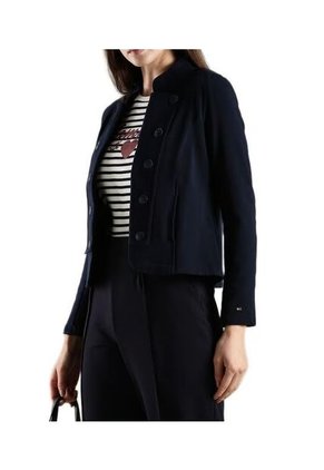 Chaqueta Azul Abierta En Tejido Ponte Con Banda Decorativa Tommy Hilfiger
