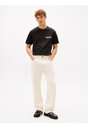 Camiseta Negra De Cuello Redondo Con Logo Estampado Tommy Hilfiger