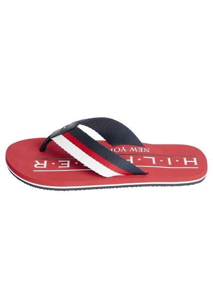 Sandalias Flip Flop Rojo Estampado De Playa Rojo Tommy Hilfiger