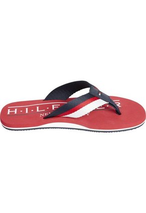 Sandalias Flip Flop Rojo Estampado De Playa Rojo Tommy Hilfiger