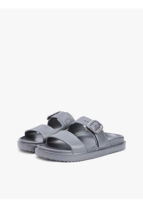 Sandalias Gris Con Doble Tira Y Logo Esmaltado Tommy Hilfiger