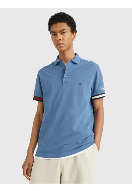Polo De Corte Slim Con Logo De La Firma Hombre Azul Tommy Hilfiger
